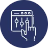 Icon depicting website design and user interface controls.