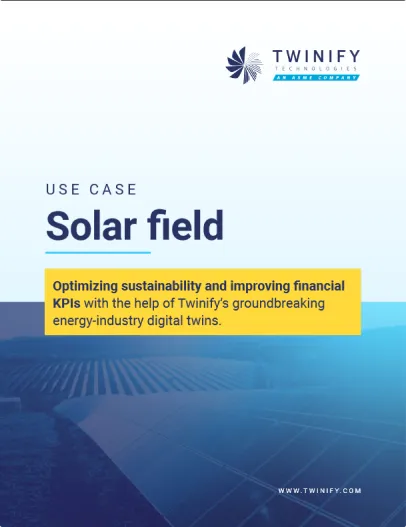 Twinify Technologies solar field use case promotional graphic.